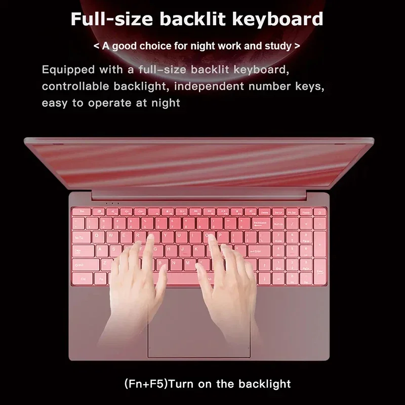 Stylish Pink 15.6" Laptop: Windows 10 Office Education Intel Celeron N5095, 16GB RAM, 1TB SSD, Dual WiFi, Narrow Bezels. - 图片 3