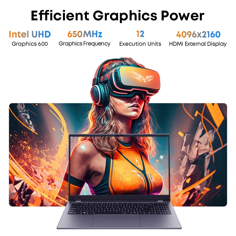 CHUWI HeroBook Plus 15.6'' Laptop, 256GB SSD 8GB RAM, Windows 11 Laptop, 1TB SSD Expand, Intel Celeron N4020, 2K FHD IPS Display - 图片 3